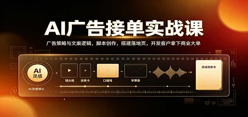 AI广告接单实战：广告策略与文案逻辑，脚本创作，搭建落地页，开发客户拿下商业大单-创业资源网
