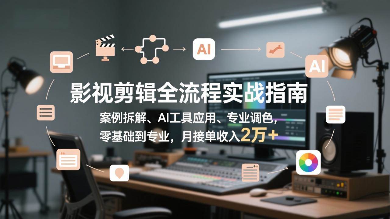 （17338期）影视剪辑全流程实战指南，案例拆解、AI工具应用、专业调色，零基础到专业，月接单收入2万+-创业资源网