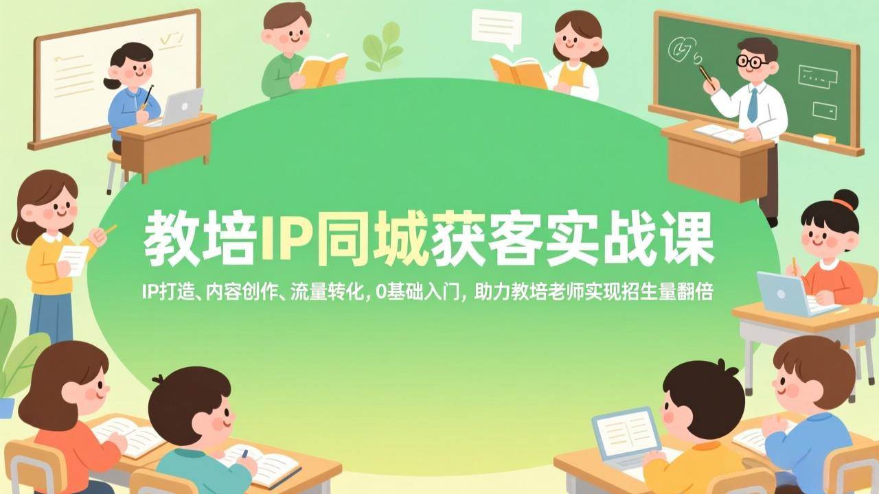 （17341期）教培IP同城获客实战课，IP打造、内容创作、流量转化，0基础入门，助力教培老师实现招生量翻倍-创业资源网