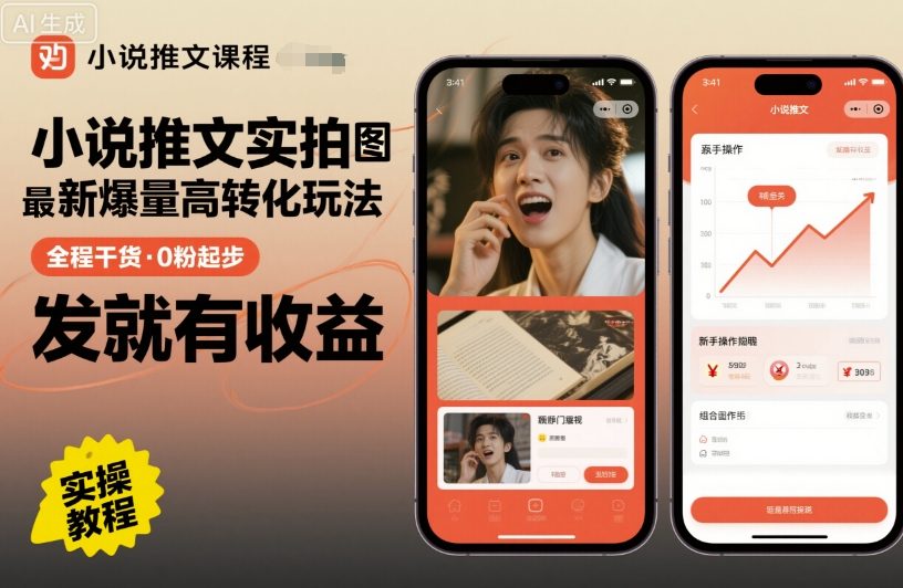 小说推文实拍双图文最新爆量高转化玩法，全程干货，0粉起步，发就有收益-创业资源网