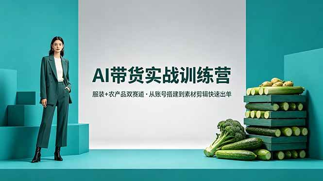 （18355期）AI带货实战训练营，服装+农产品双赛道，从账号搭建到素材剪辑快速出单-创业资源网