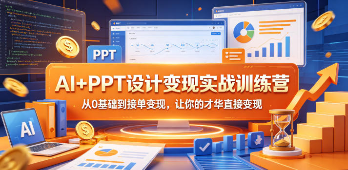 AI+PPT设计变现实战训练营，从0基础到接单变现，让你的才华直接变现-创业资源网