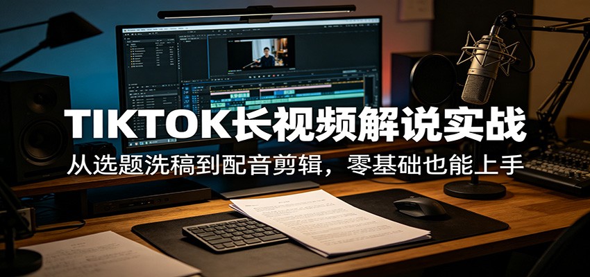 TIKTOK长视频解说实战：从选题洗稿到配音剪辑，零基础也能上手-创业资源网