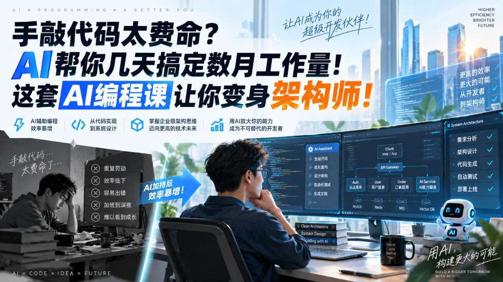手敲代码太费命？AI帮你几天搞定数月工作量！这套AI编程课让你变身架构师！【原创双语字幕】-创业资源网