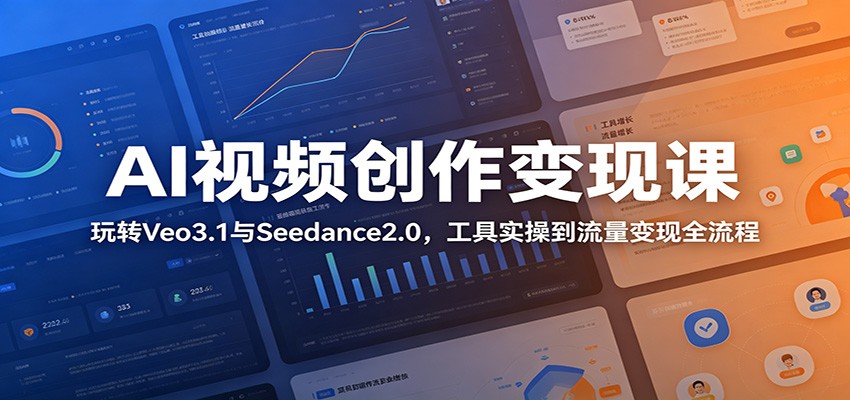 AI视频创作变现课：玩转Veo3.1与Seedance2.0，工具实操到流量变现全流程-创业资源网