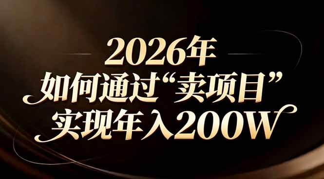 （17309期）站在2026年的十字路口：一个普通人如何通过卖项目实现年入200万-创业资源网