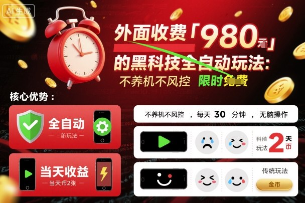 外面收费980的黑科技全自动玩法，不养机不风控，每天30分钟，无脑操作，当天收益2张【揭秘】-创业资源网