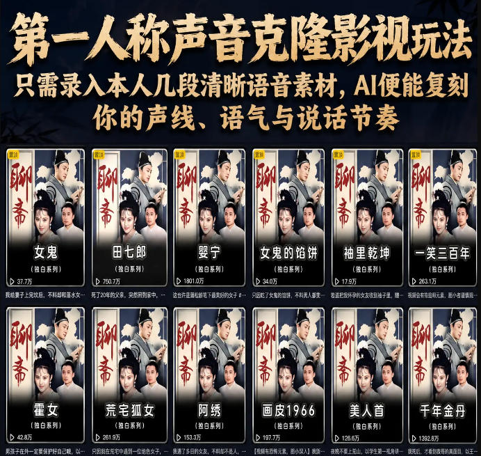 第一人称声音克隆影视玩法，只需录入本人几段清晰语音素材，AI便能复刻你的声线、语气与说话节奏-创业资源网