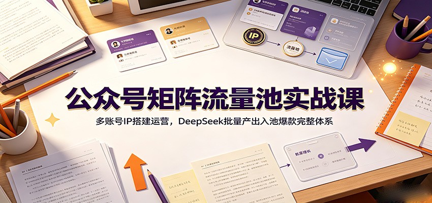 公众号矩阵流量池实战课：多账号IP搭建运营，DeepSeek批量产出入池爆款完整体系-创业资源网