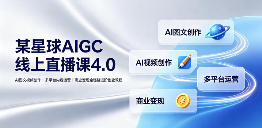 某星球AIGC线上直播课4.0｜AI图文视频创作、多平台内容运营、商业变现全链路进阶副业教程-创业资源网