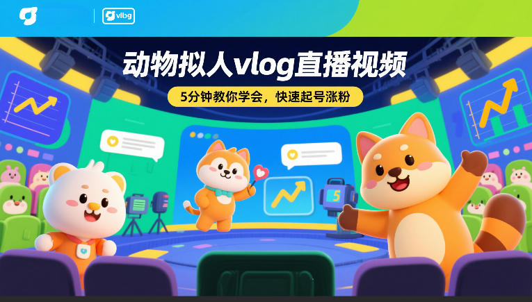 动物拟人vlog直播视频，5分钟教你学会，快速起号涨粉-创业资源网