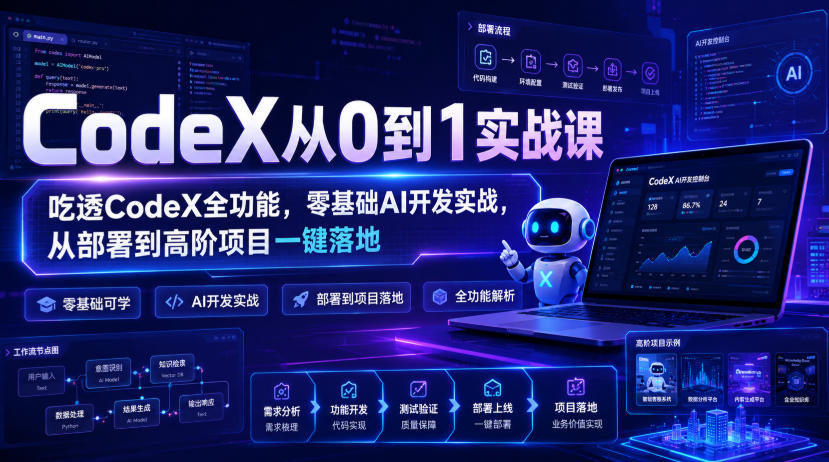 CodeX从0到1实战课，吃透CodeX全功能，零基础AI开发实战，从部署到高阶项目一键落地-创业资源网
