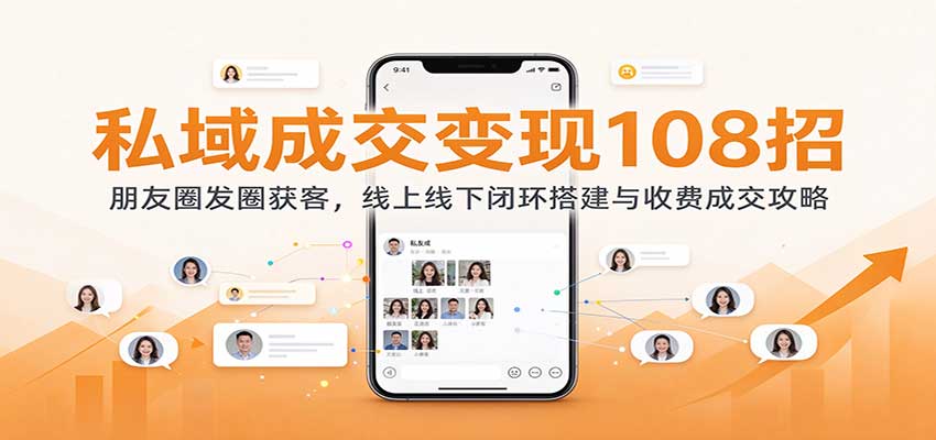 私域成交变现108招：朋友圈发圈获客，线上线下闭环搭建与收费成交攻略-创业资源网
