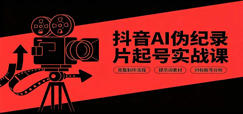 抖音AI伪纪录片起号实战课：完整制作流程，提示词素材，对标账号分析-创业资源网