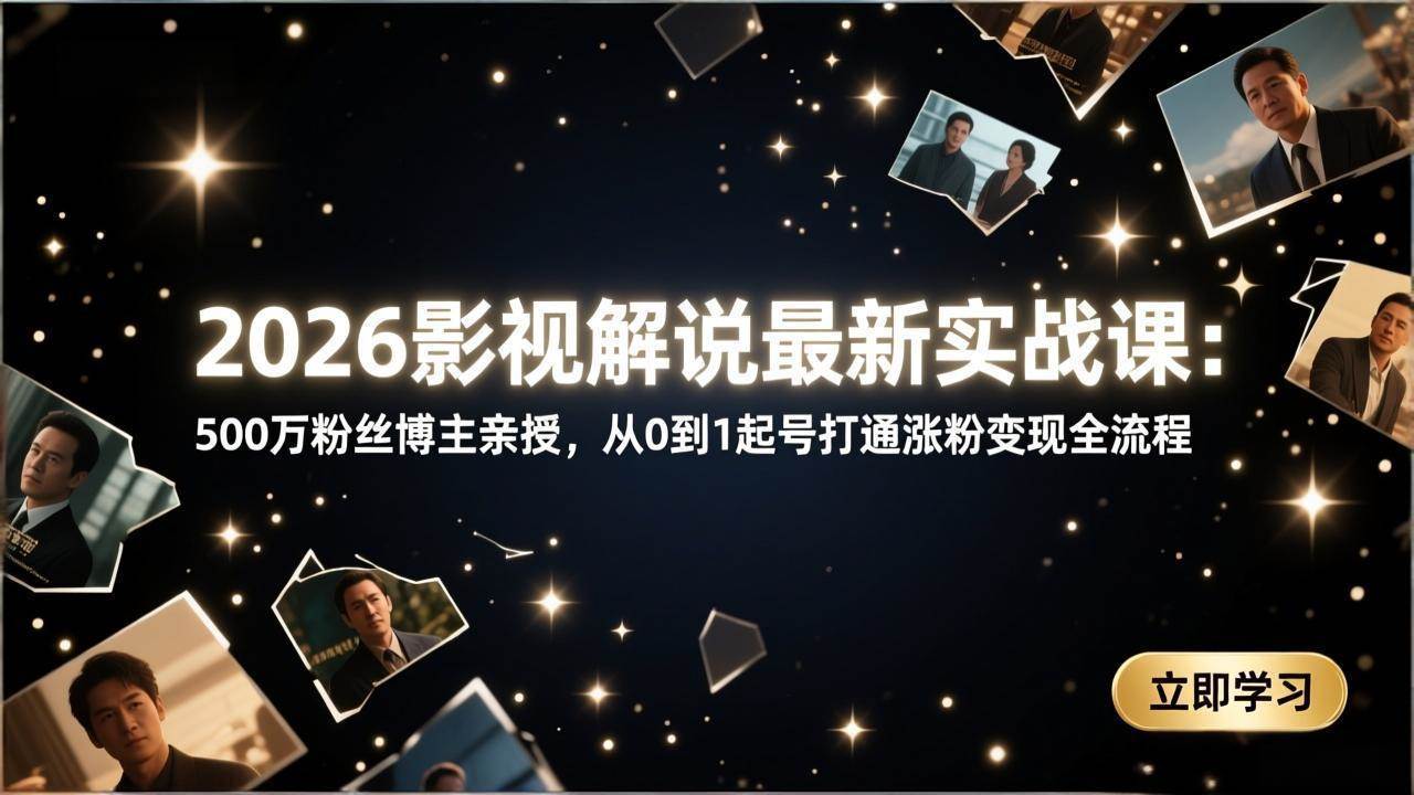 （17530期）2026影视解说最新实战课：500万粉丝博主亲授，从0到1起号打通涨粉变现全流程-创业资源网