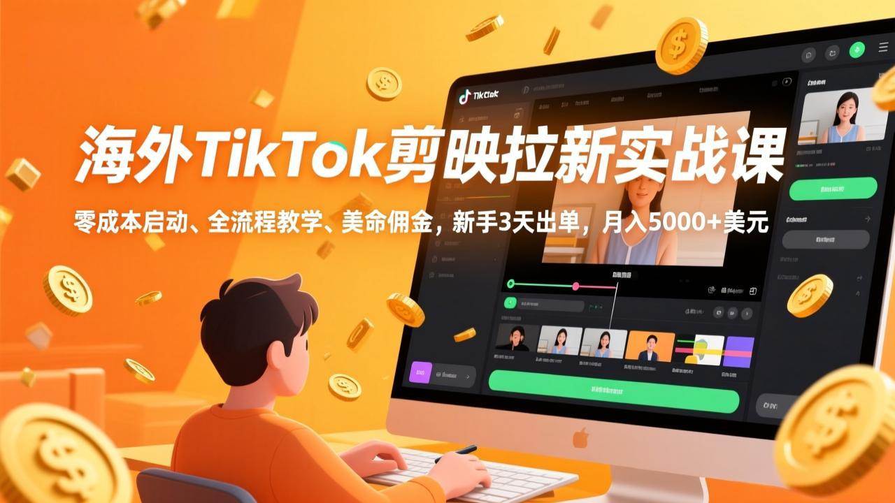 （17340期）海外TikTok剪映拉新实战课，零成本启动、全流程教学、美金佣金，新手3天出单，月入5000+美元-创业资源网