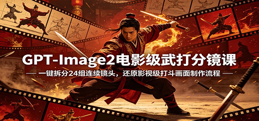 GPT-Image2电影级武打分镜课：一键拆分24组连续镜头，还原影视级打斗画面制作流程-创业资源网