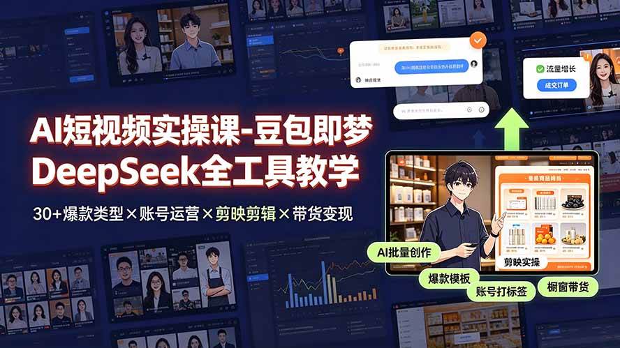 （19261期）AI短视频实操课-豆包即梦DeepSeek全工具教学 | 30+爆款类型×账号运营×剪映剪辑×带货变现。-创业资源网