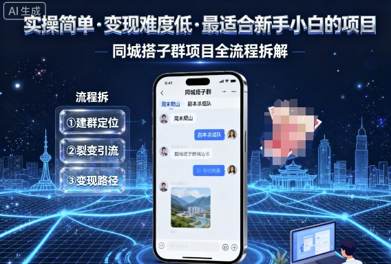 实操简单，变现难度低，最适合新手小白做的项目，每天轻松收入3张，同城搭子群项目全流程拆解-创业资源网