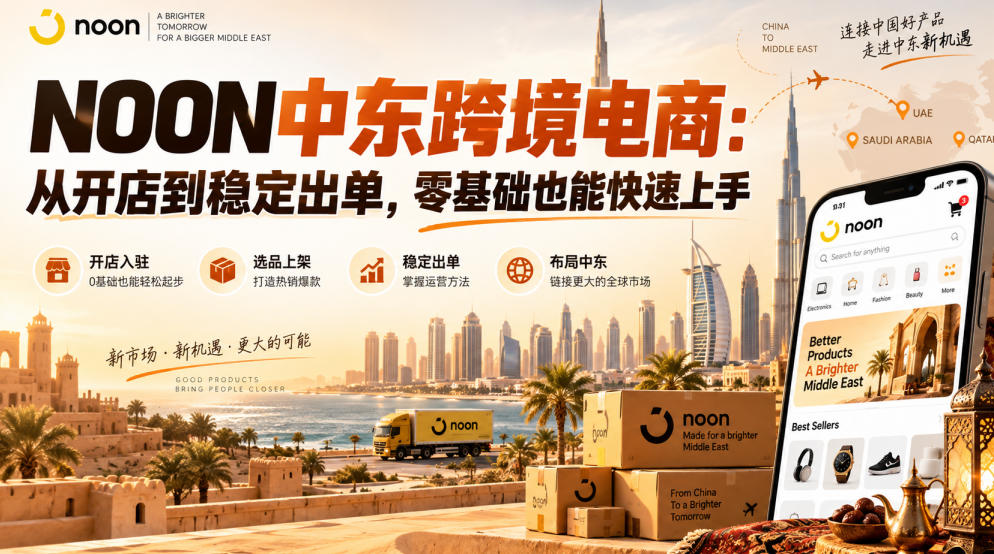 NOON中东跨境电商：从开店到稳定出单，零基础也能快速上手（更新2026）-创业资源网