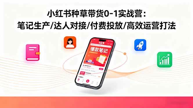 （16310期）小红书种草带货0-1实战营：笔记生产/达人对接/付费投放/高效运营打法-创业资源网