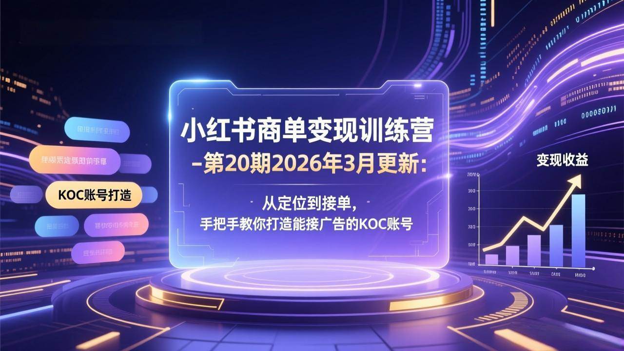 （17590期）小红书商单变现训练营-第20期26年3月更新：从定位到接单，手把手教你打造能接广告的KOC账号-创业资源网