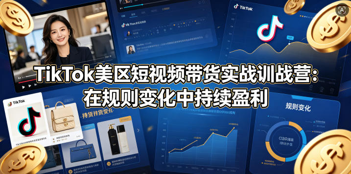 TikTok美区短视频带货实战训战营：在规则变化中持续盈利-创业资源网