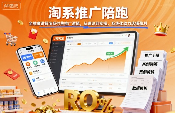 淘系推广陪跑，全维度讲解淘系付费推广逻辑，从理论到实操，系统化助力店铺盈利-创业资源网
