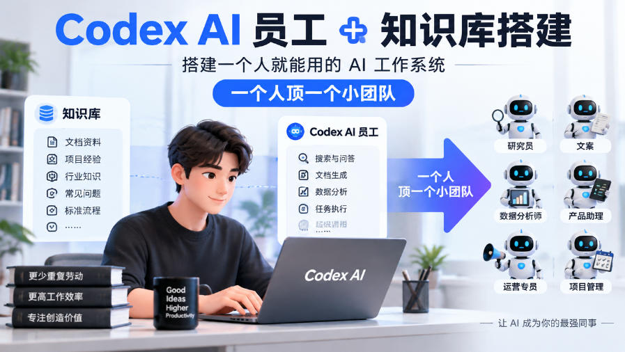 Codex AI员工+知识库搭建，搭建一个人就能用的AI工作系统，一个人顶一个小团队-创业资源网