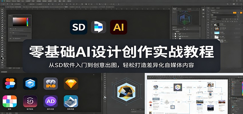零基础AI设计创作实战教程：从SD软件入门到创意出图，轻松打造差异化自媒体内容-创业资源网