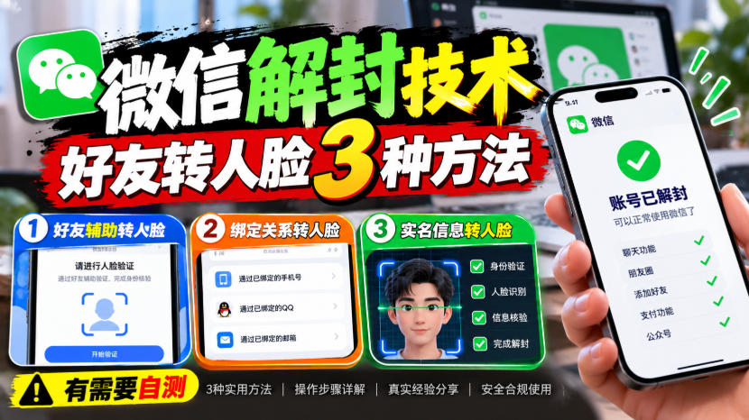 微信解封技术，好友转人脸3种方法，外来技术，有需要自测-创业资源网