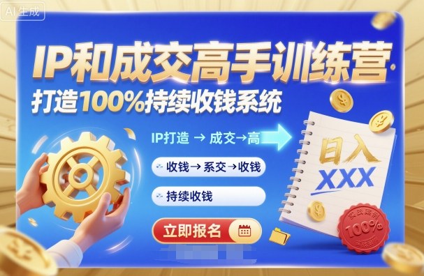 带你成为IP和成交高手的训练营，打造100%持续收钱系统-创业资源网