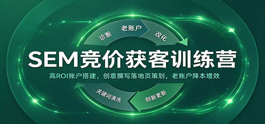 SEM竞价获客训练营：高ROI账户搭建，创意撰写落地页策划，老账户降本增效-创业资源网