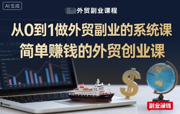 从0到1做外贸副业的系统课，简单賺钱的外贸创业课-创业资源网