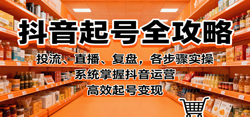 抖音起号全攻略，投流、直播、复盘，各步骤实操，系统掌握抖音运营，高效起号变现-创业资源网
