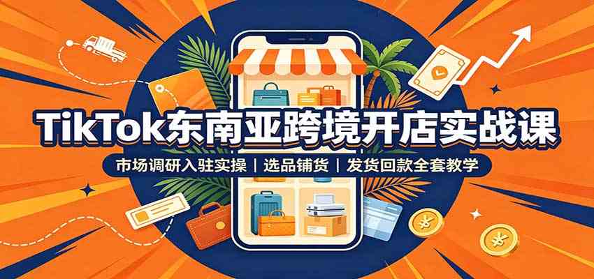 TikTok东南亚跨境开店实战课：市场调研入驻实操，选品铺货，发货回款全套教学-创业资源网