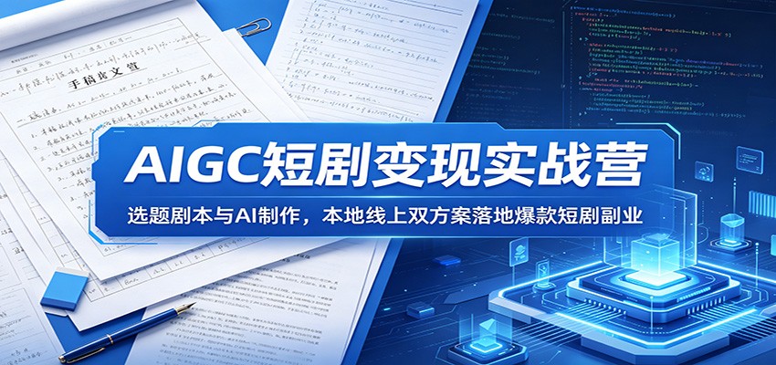 AIGC短剧变现实战营：选题剧本与AI制作，本地线上双方案落地爆款短剧副业-创业资源网