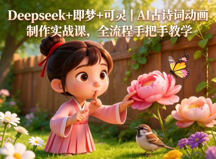 Deepseek+即梦+可灵｜AI古诗词动画制作实战课，全流程手把手教学-创业资源网