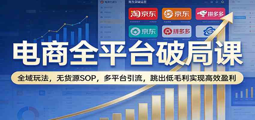 电商全平台破局课：全域玩法，无货源SOP，多平台引流，跳出低毛利实现高效盈利-创业资源网