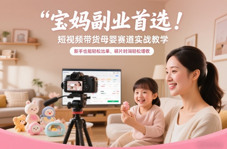 宝妈副业首选！短视频带货母婴赛道实战教学，新手也能轻松出单，碎片时间轻松增收-创业资源网