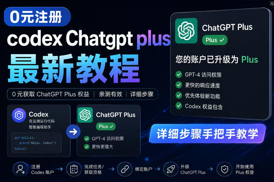0元全自动注册codex gpt plus最新教程，0元获取GPT Plus权益，手把手详细教学-创业资源网