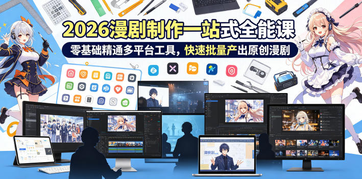 2026 AI漫剧制作一站式全能课，零基础精通多平台工具，快速批量产出原创漫剧-创业资源网