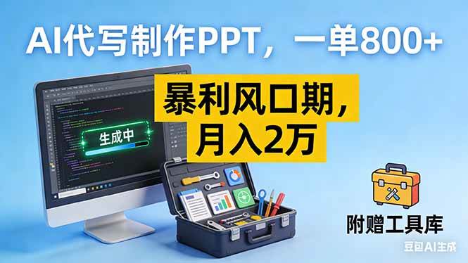 （16967期）AI代写制作PPT，一单800+， 暴利风口期，月入2万【附工具】-创业资源网