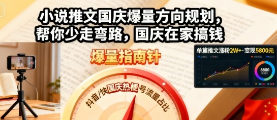 小说推文国庆爆量方向规划，帮你少走弯路，国庆在家搞钱-创业资源网