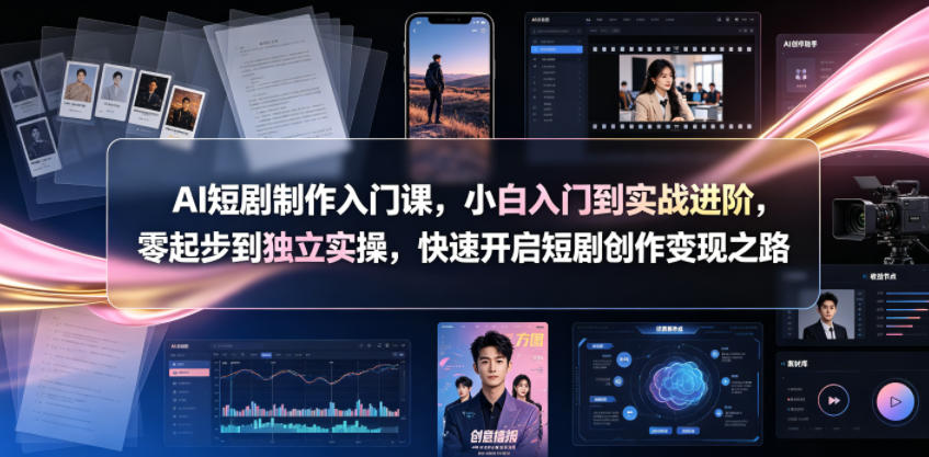 AI短剧制作入门课，小白入门到实战进阶，零起步到独立实操，快速开启短剧创作变现之路-创业资源网