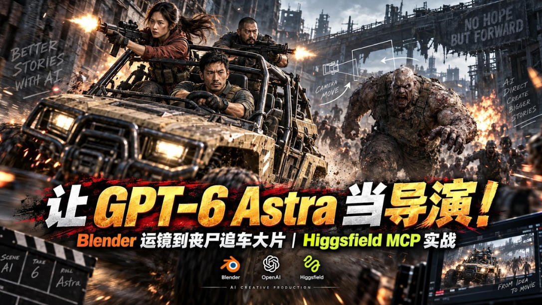 让GPT-6 Astra当导演！Blender运镜到丧尸追车大片｜Higgsfield MCP实战-创业资源网