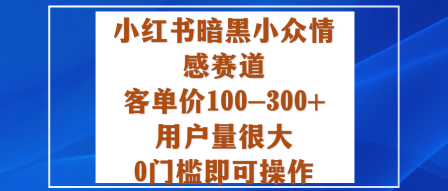 小红书暗黑小众情感赛道，客单价100-300+用户量很大，0门槛即可操作-创业资源网