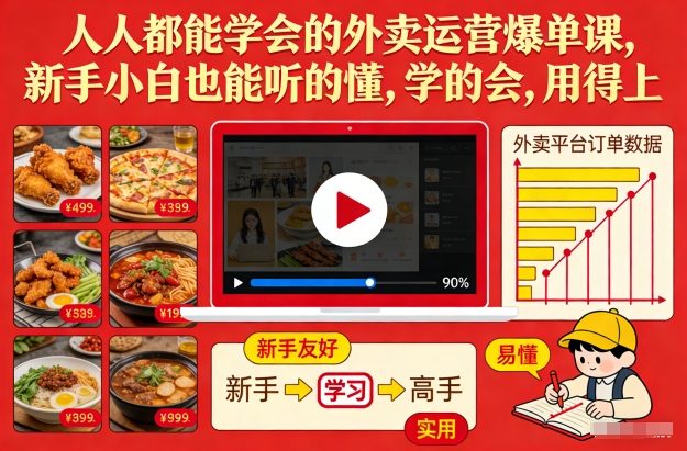 人人都能学会的外卖运营爆单课，新手小白也能听的懂，学的会，用得上-创业资源网