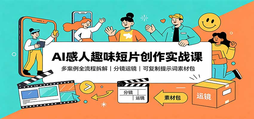 AI感人趣味短片创作实战课：多案例全流程拆解，分镜运镜，可复制提示词素材包-创业资源网