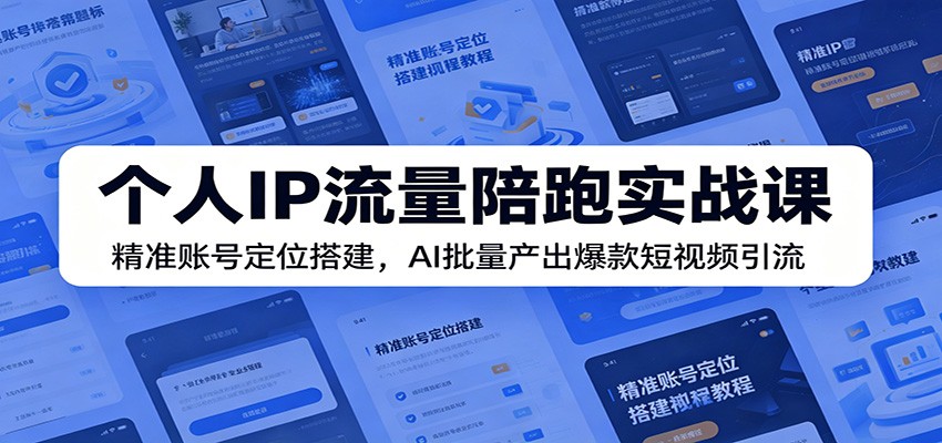 个人IP流量陪跑实战课：精准账号定位搭建，AI批量产出爆款短视频引流-创业资源网